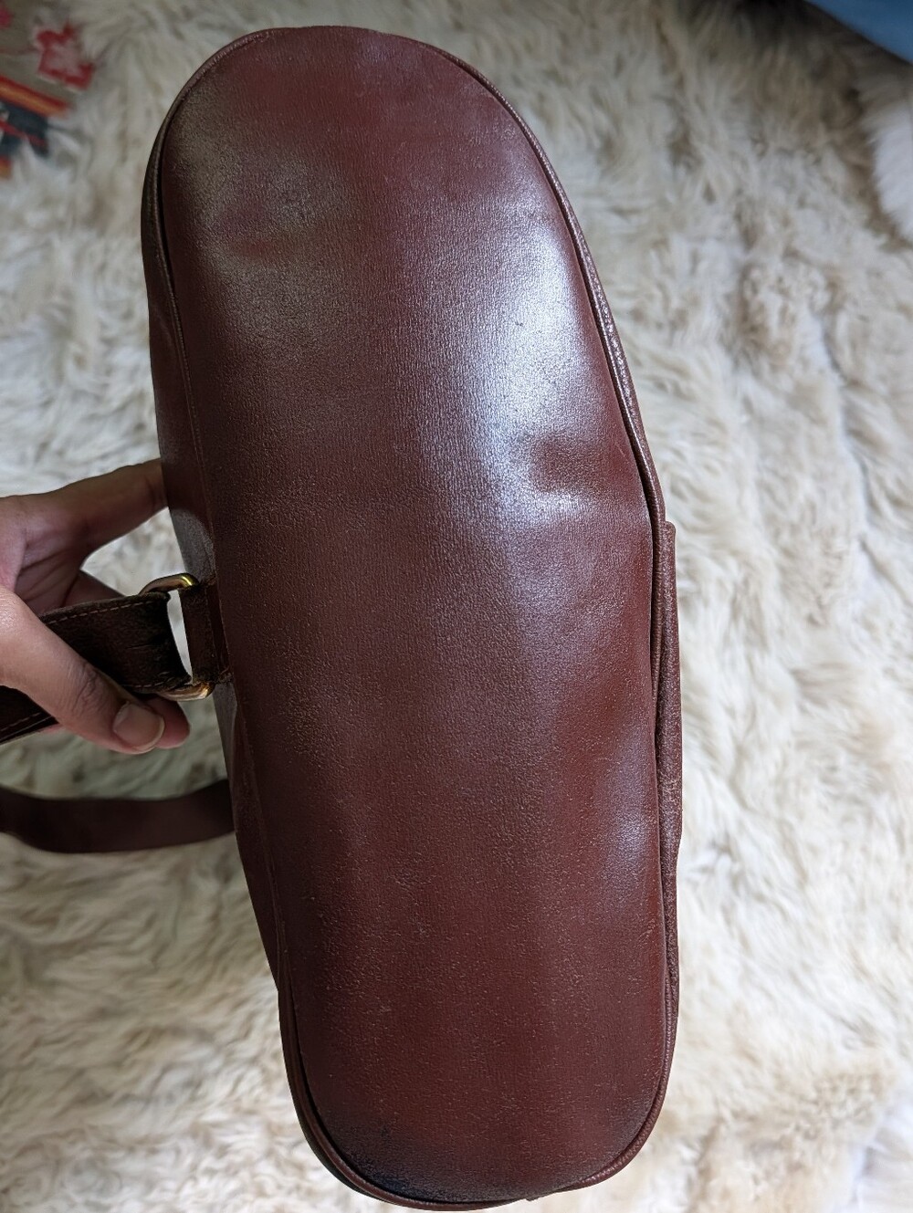 Rare Vintage Longhcamp Leather Triangle Rouseau Bag - Picture 8 of 10